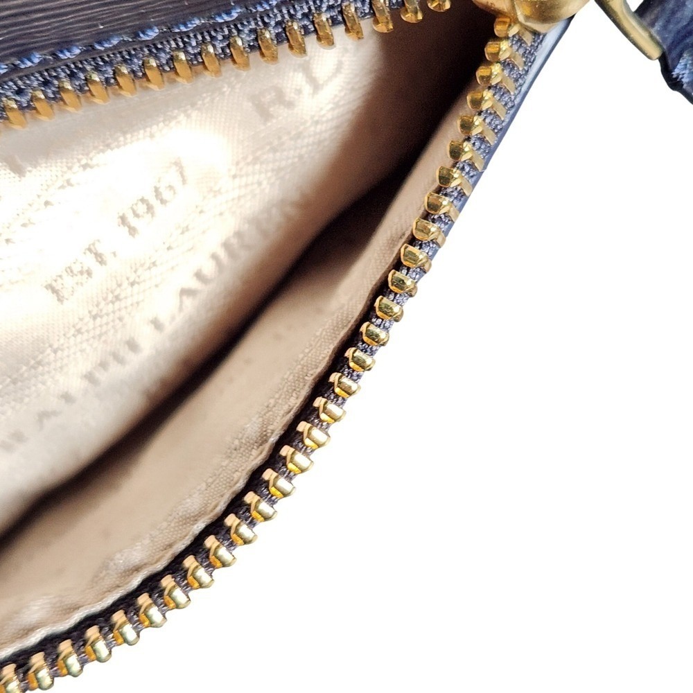 Lauren Ralph Lauren Navy Leather‎ Mini Belt Bag Gold Hardware Adjustable Strap - Picture 8 of 12